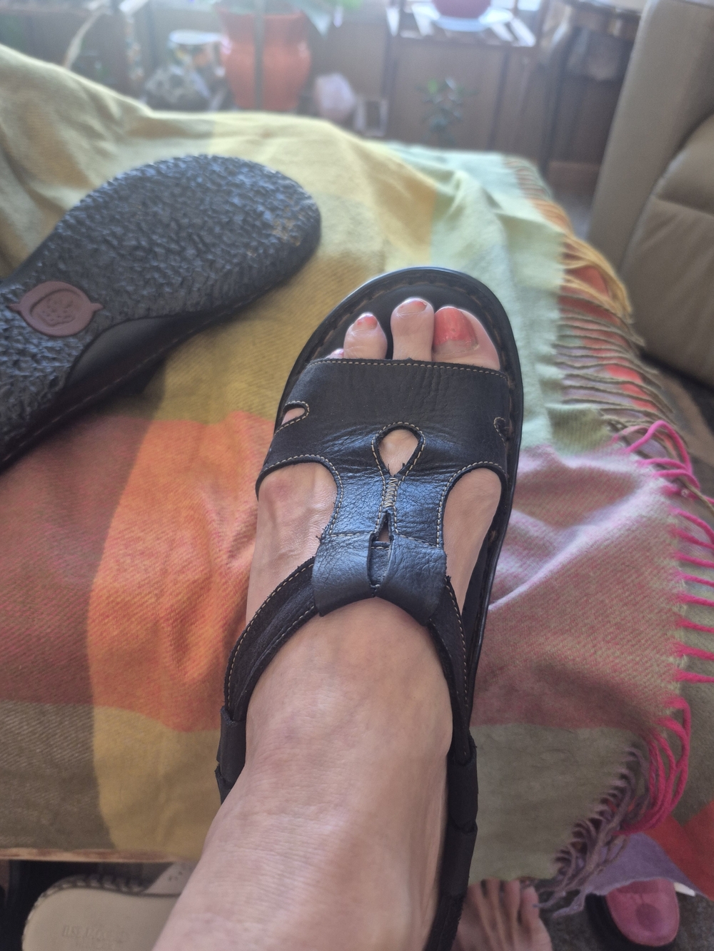 Born Black Leather Open-Toe Cutout Sandals